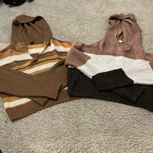 Two cropped sweaters
